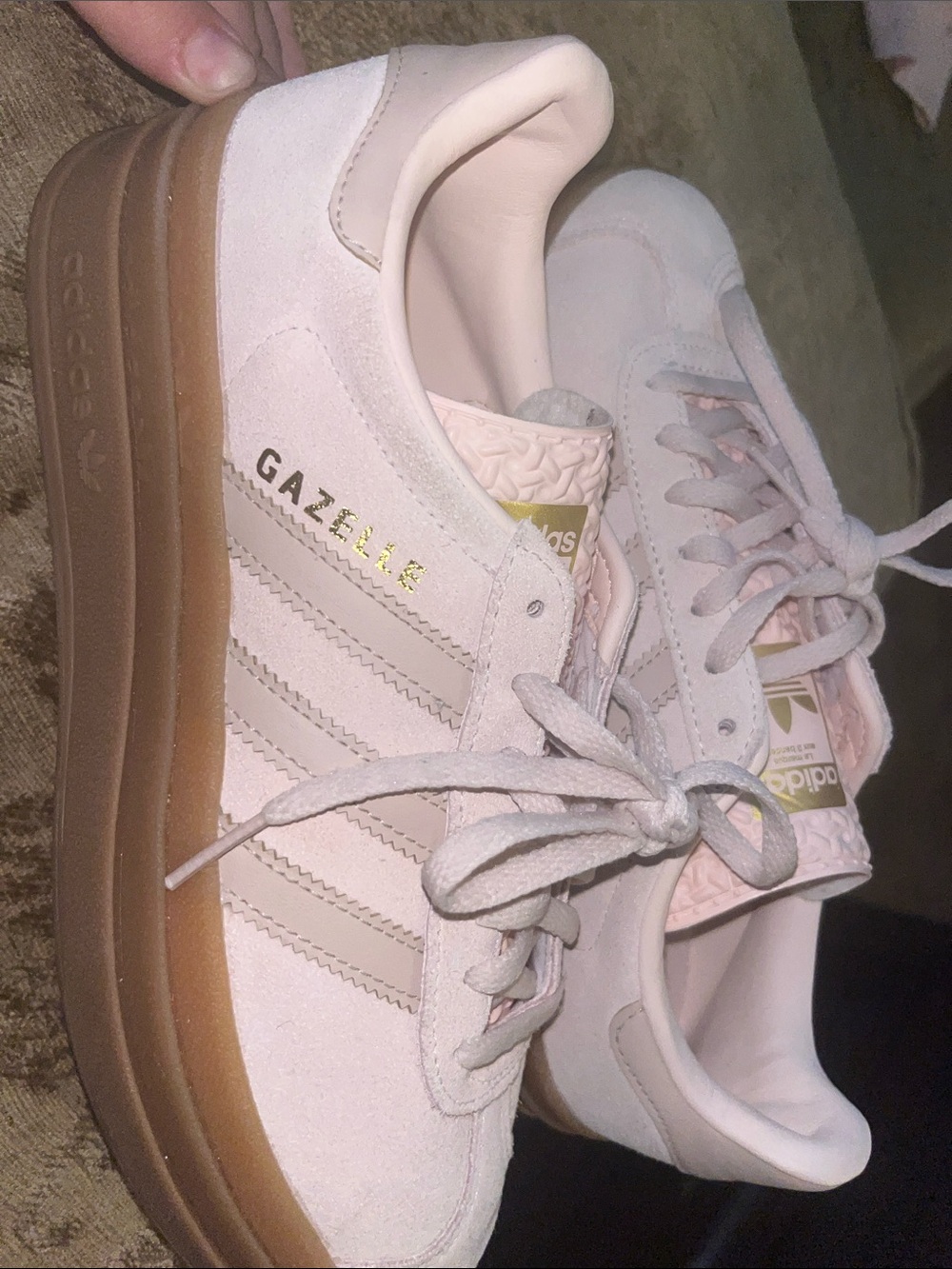 adidas Gazelle Women’s Light Pink Suede Sneakers with Gum Sole